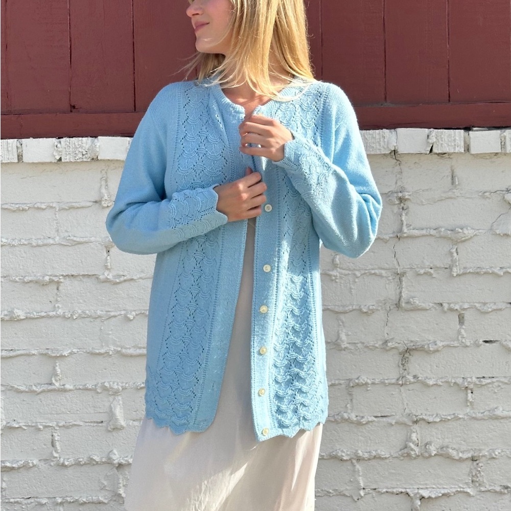 Vintage Baby Blue Cardigan Sweater